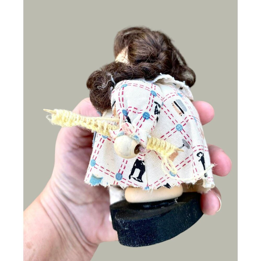 Vintage 1980's " Crochet Girl " Shelf Sitter